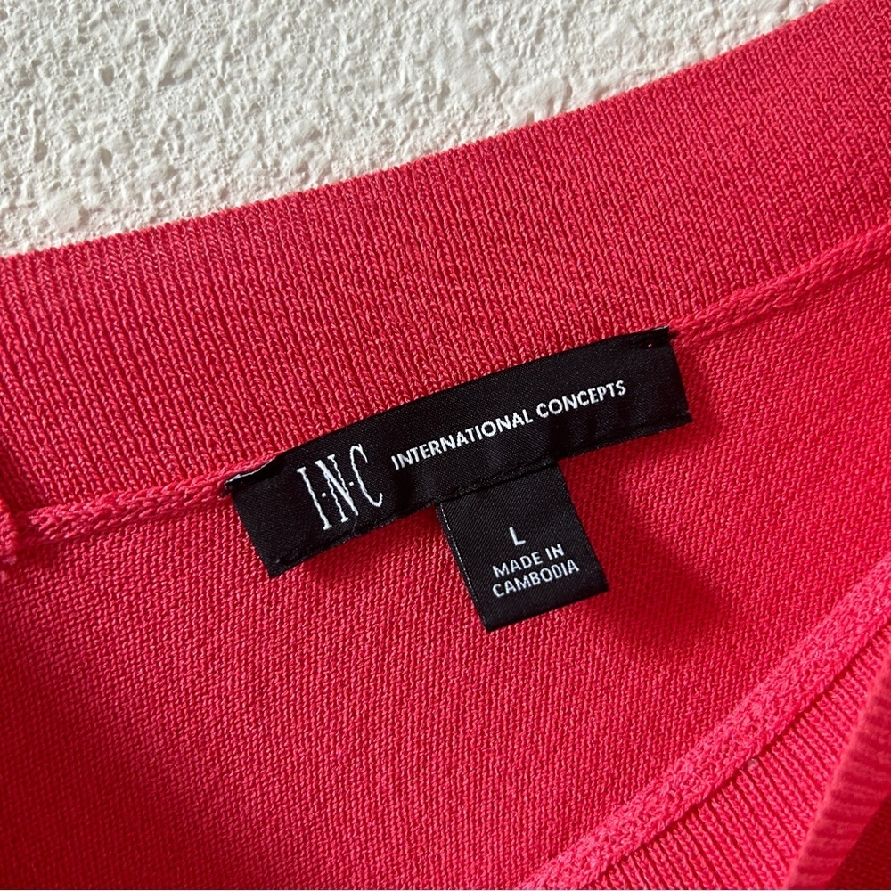 INC International Concept Knit Dolman Sleeve Sweater Vneck Women’s Large Coral - Picture 4 of 8